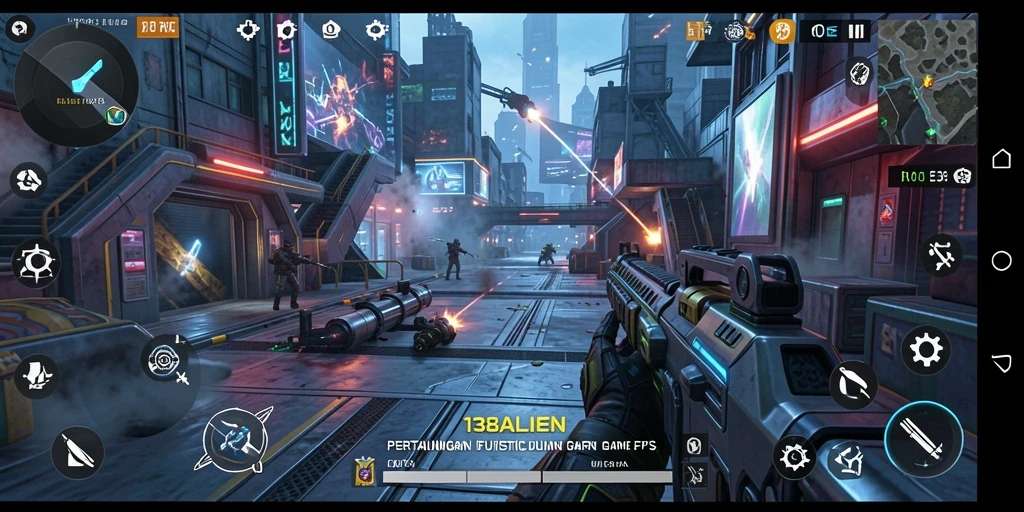 Tangkapan layar 138ALIEN menunjukkan aksi tempur menegangkan dalam game FPS.