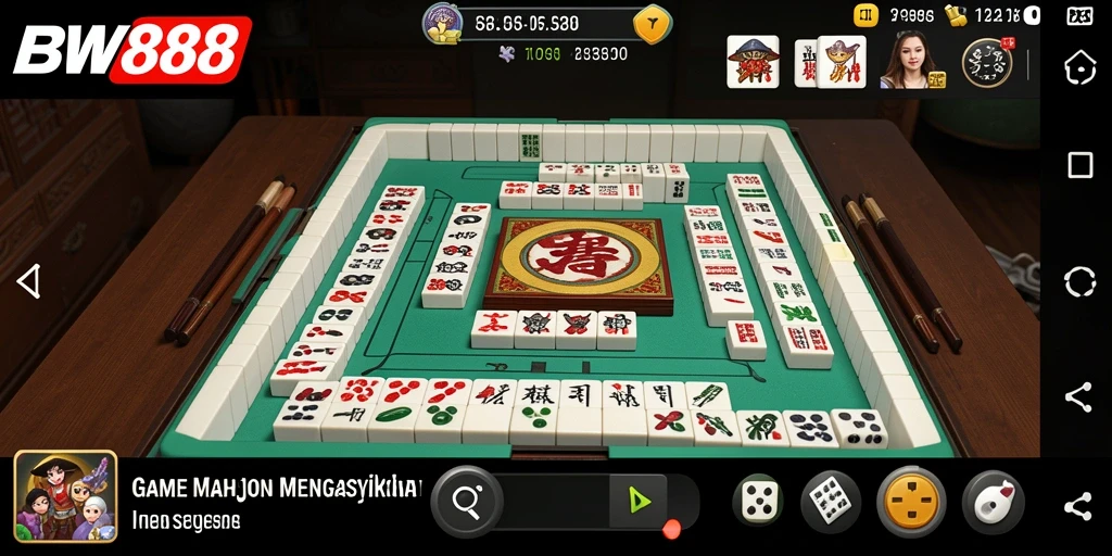 Tangkapan layar gameplay BW888 yang menampilkan papan Mahjong yang menawan.