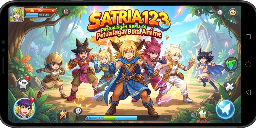 Tampilan gameplay seru dari SATRIA123 yang penuh dengan aksi anime.