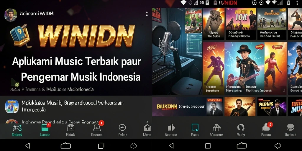 Tangkapan layar WINIDN menampilkan antarmuka yang menarik dengan pilihan lagu-lagu populer.